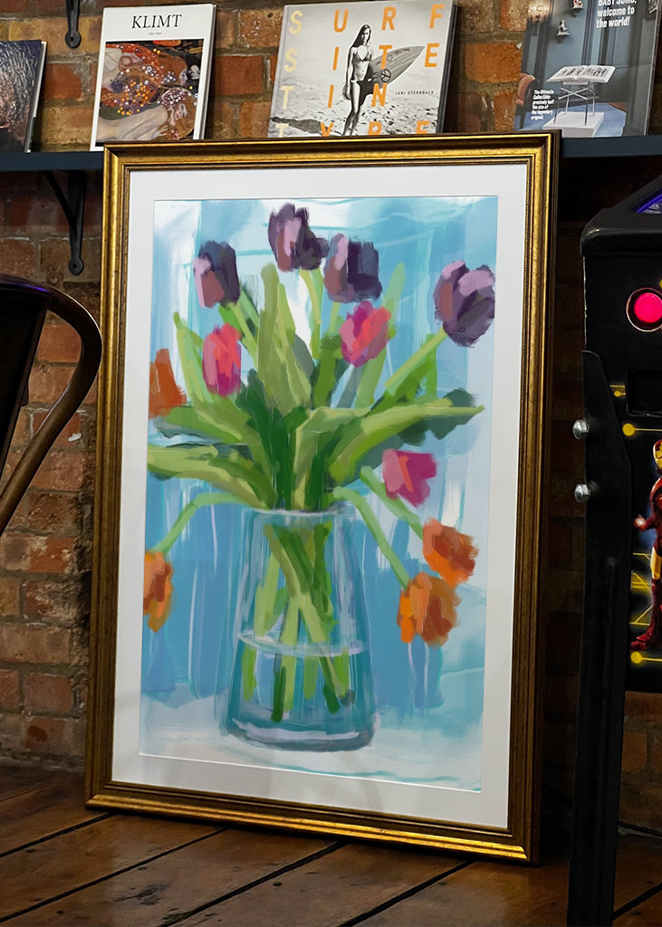 Tulips in a glass vase