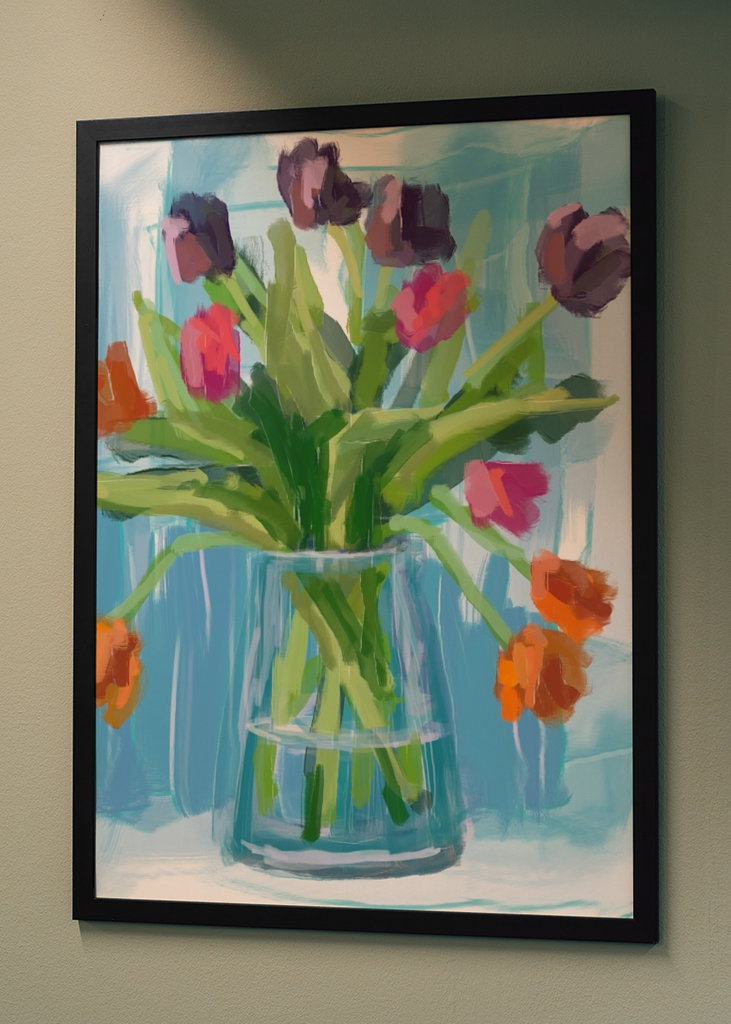 Tulips in a glass vase