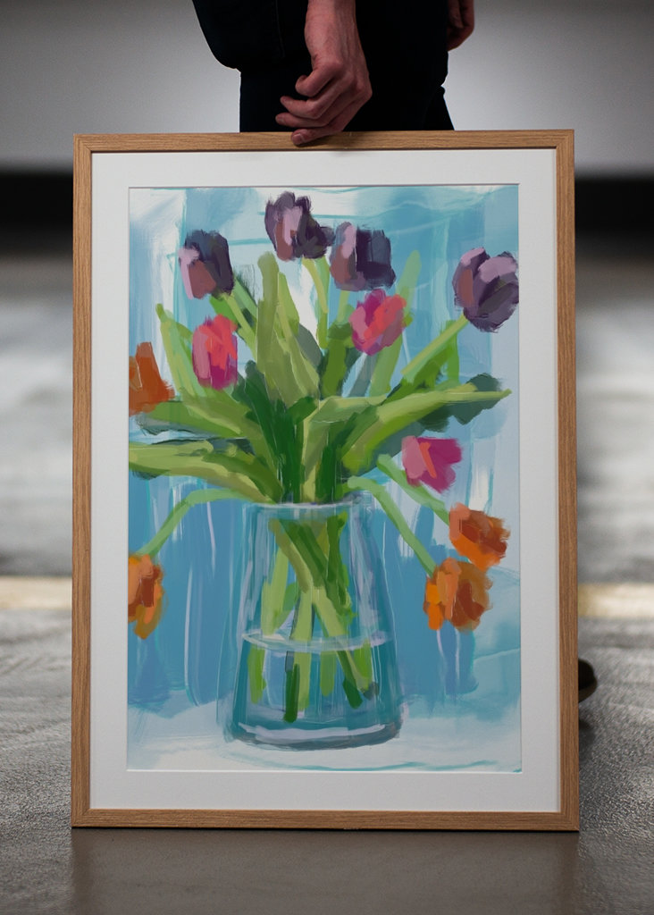 Tulips in a glass vase