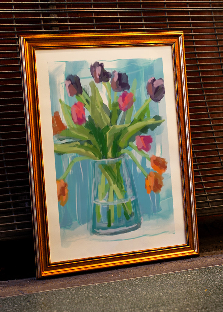 Tulips in a glass vase