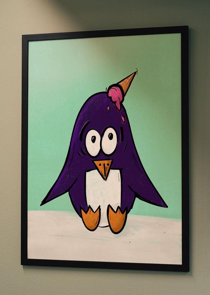 Lustiger Pinguin mit Eis