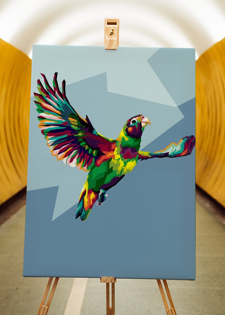 Bird Flaying sky in wpap art