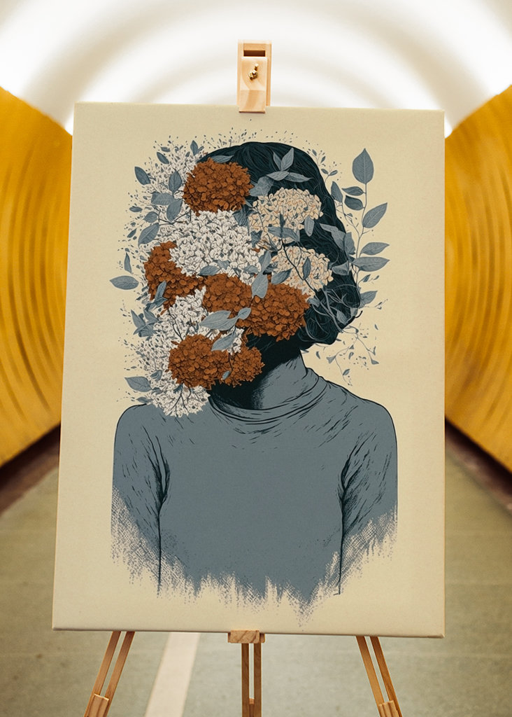 Woman with a flowery face