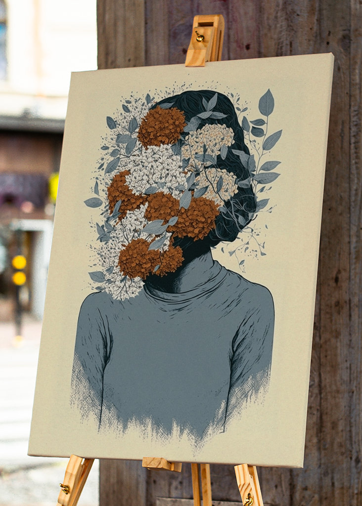 Woman with a flowery face