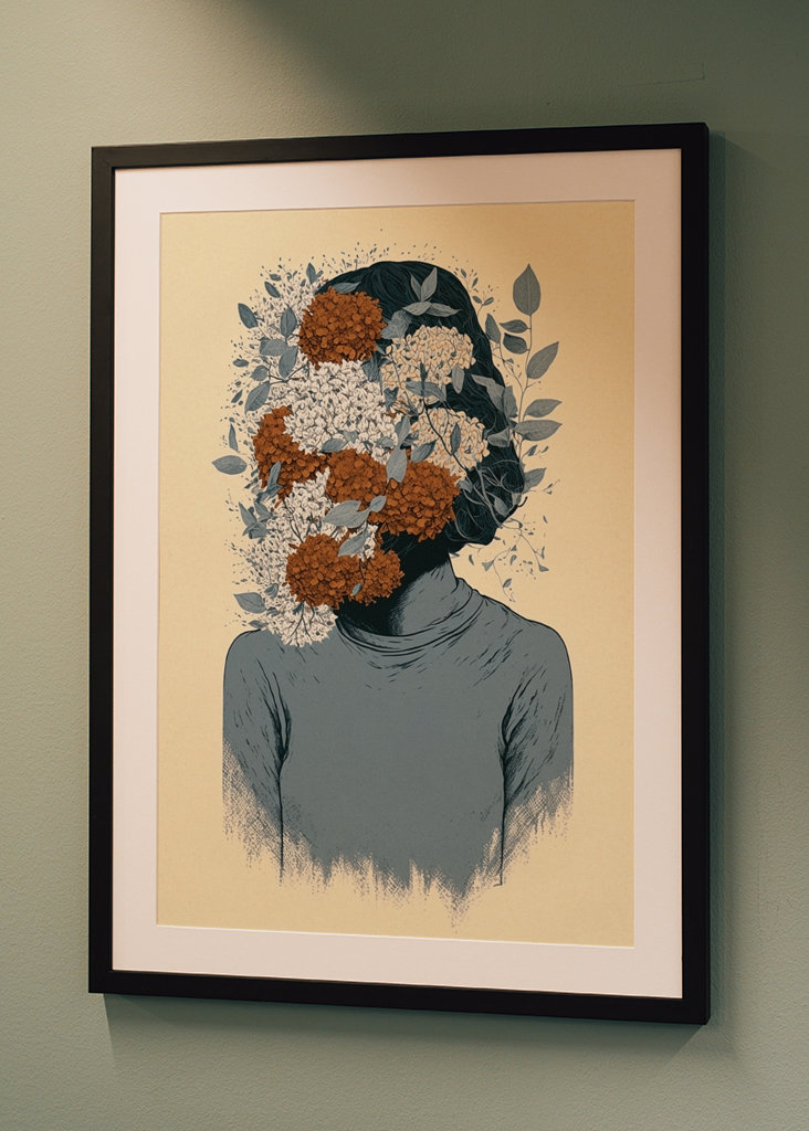 Woman with a flowery face