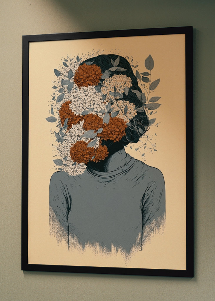 Woman with a flowery face