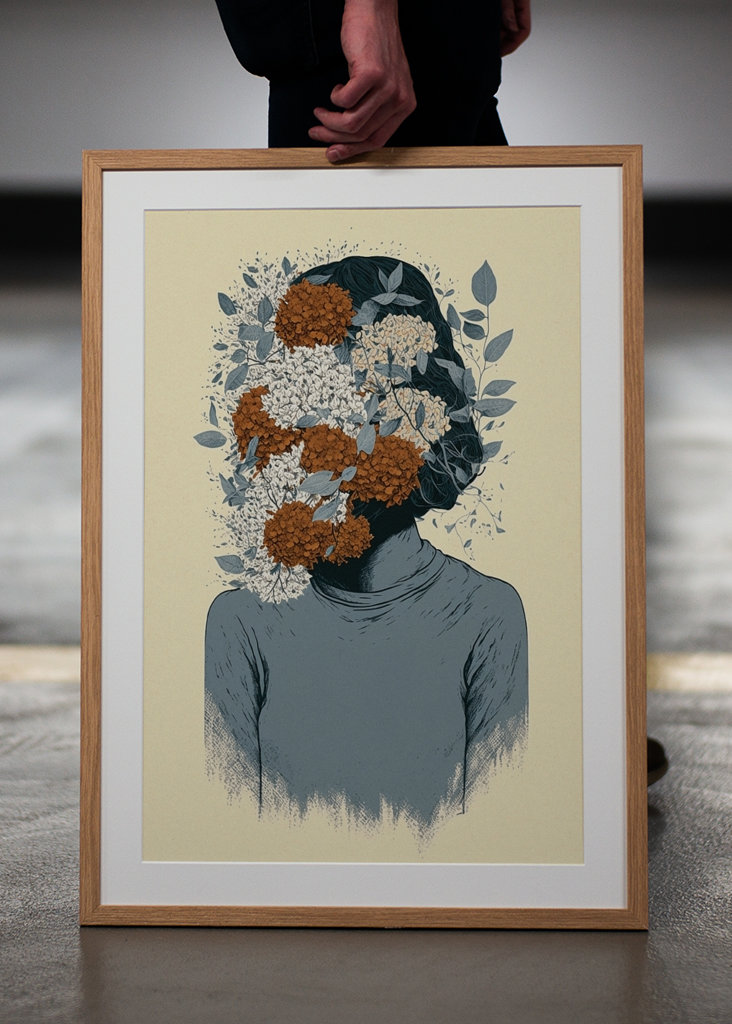 Woman with a flowery face