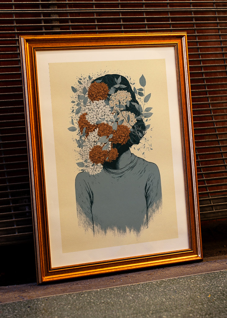 Woman with a flowery face