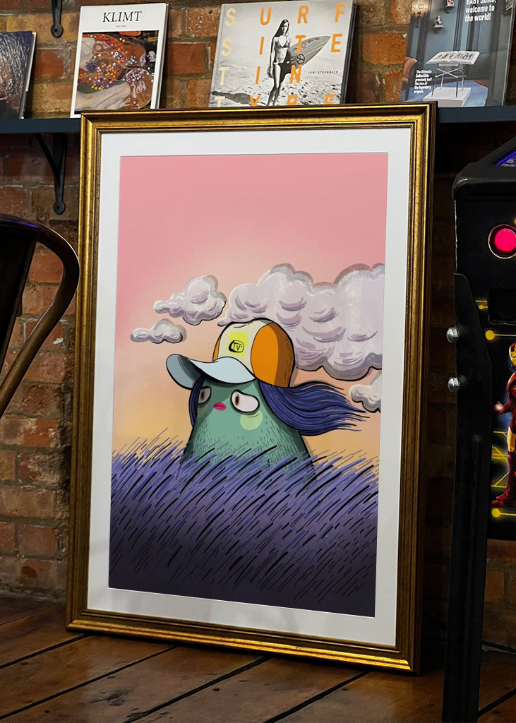 Champs poilus au coucher du soleil