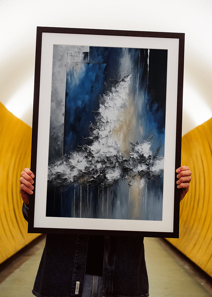 Modrá Bílá Černá Abstraktní Umění