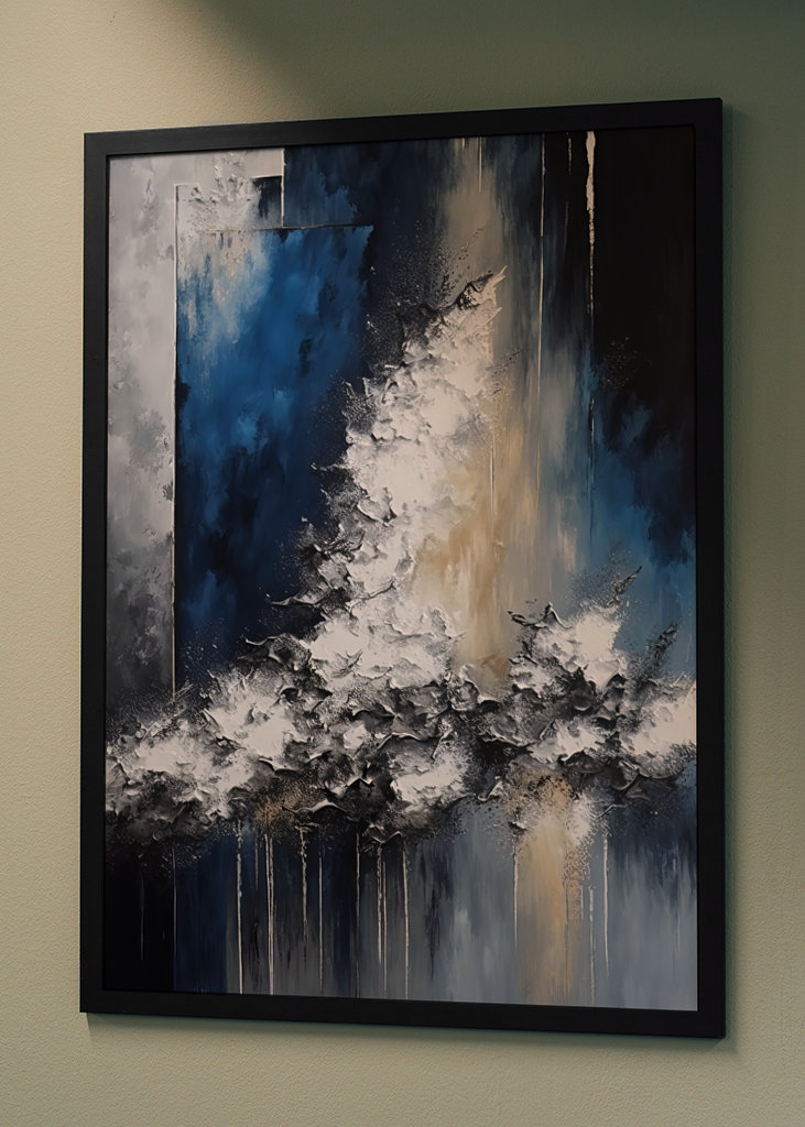 Modrá Bílá Černá Abstraktní Umění