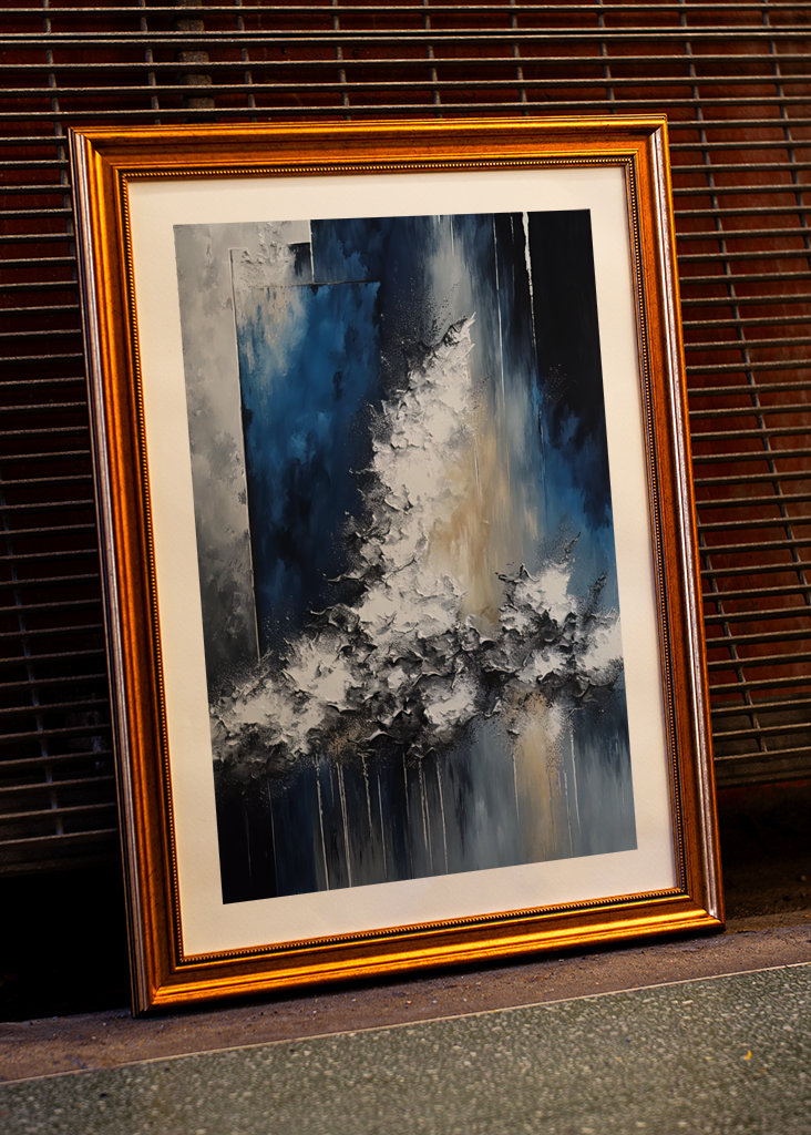 Modrá Bílá Černá Abstraktní Umění