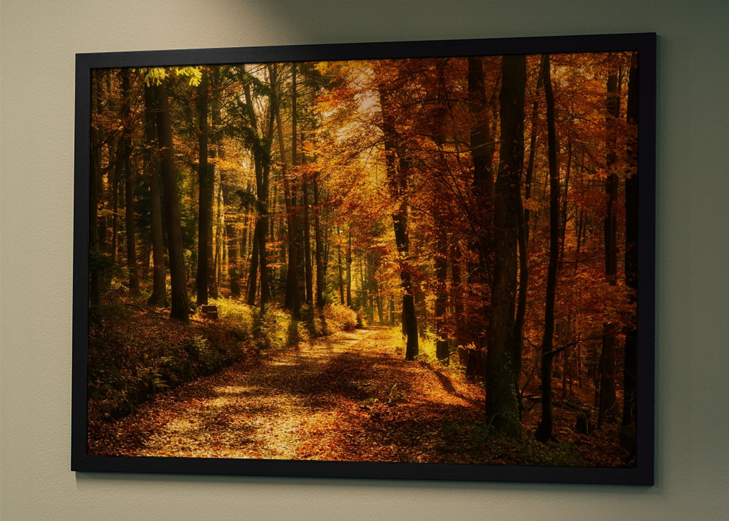 Um caminho na floresta de outono