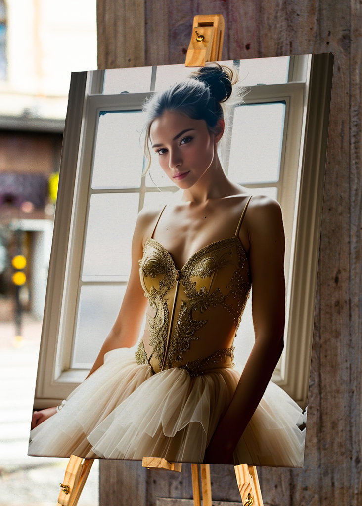 Ballerina in roze en gouden tutu