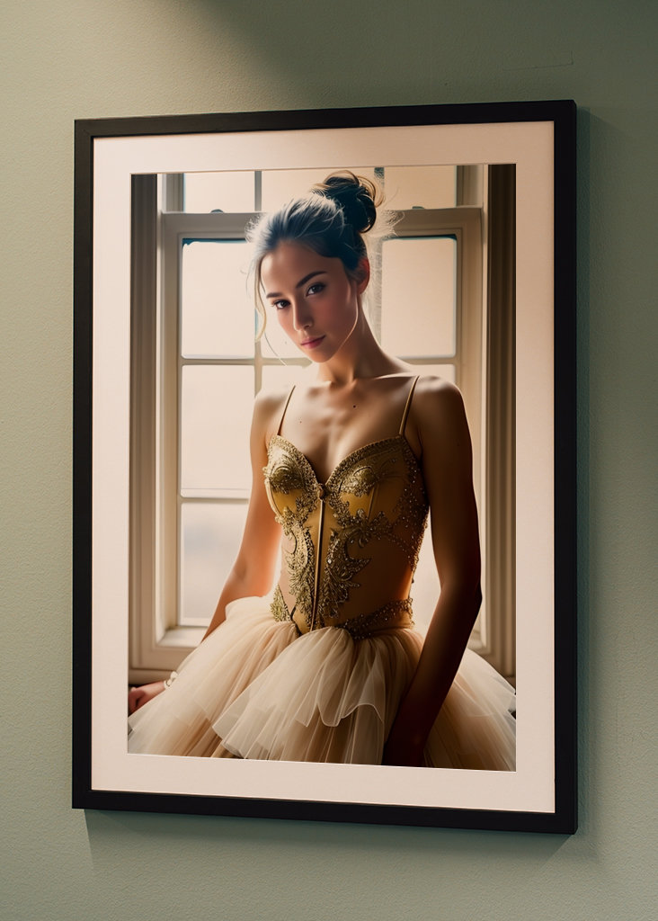 Ballerina in roze en gouden tutu