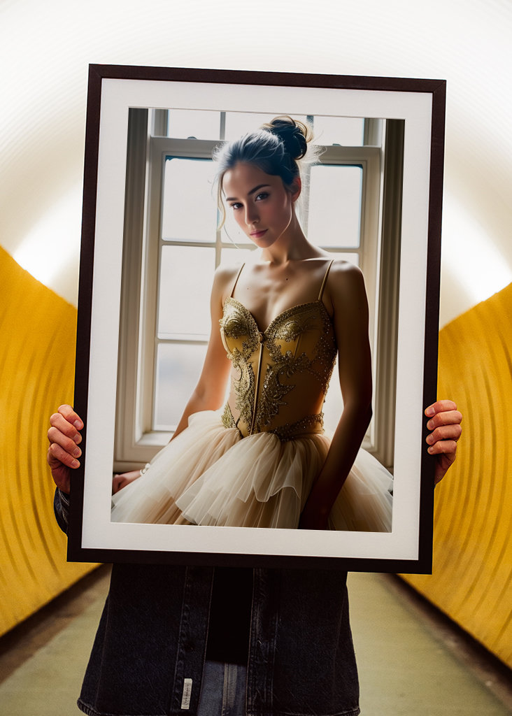 Ballerina in roze en gouden tutu