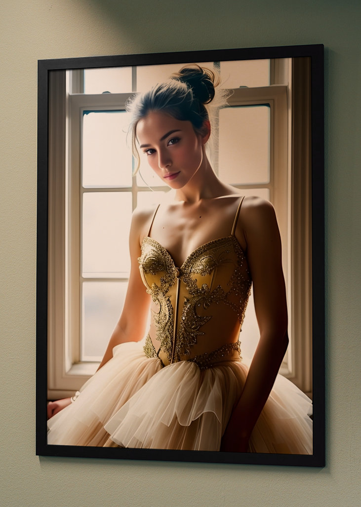 Ballerina in roze en gouden tutu