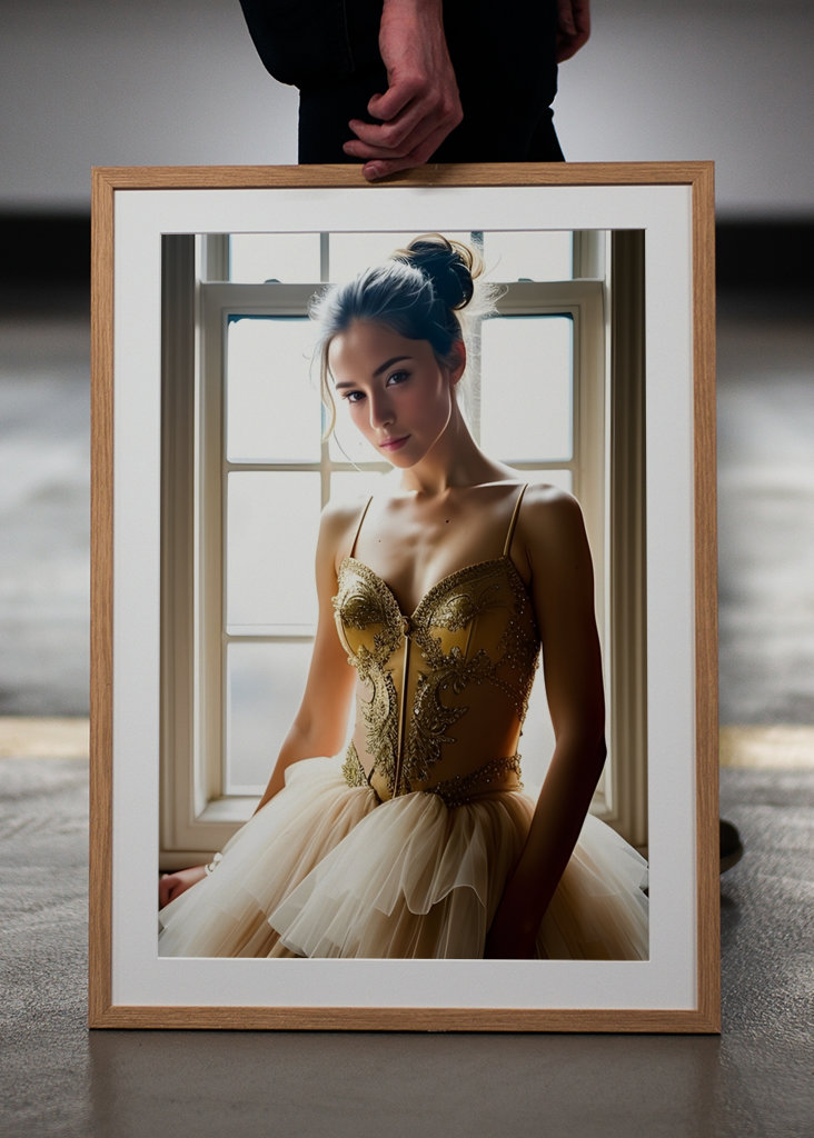 Ballerina in roze en gouden tutu