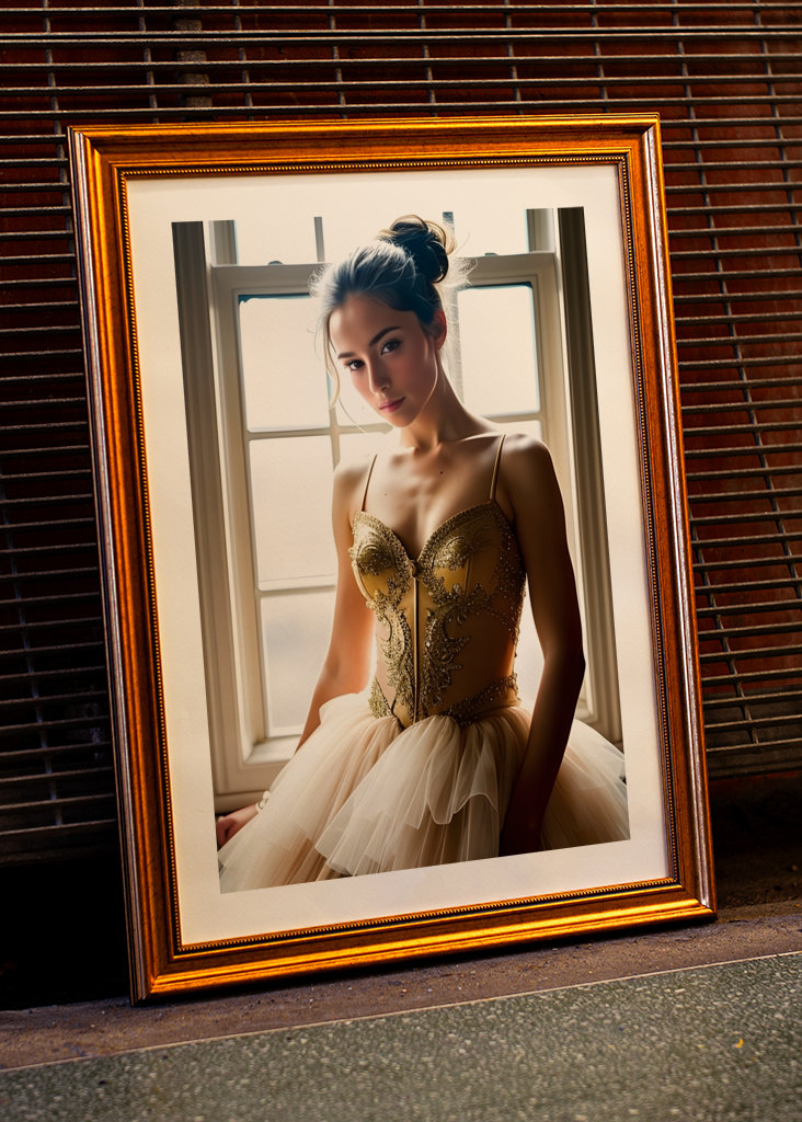 Ballerina in roze en gouden tutu