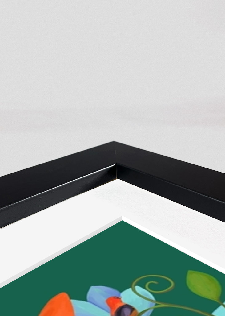 Kvinde med blomster og fugle