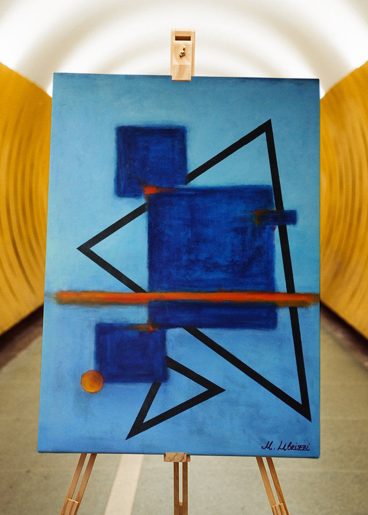 Abstrakt v modré a oranžové barvě