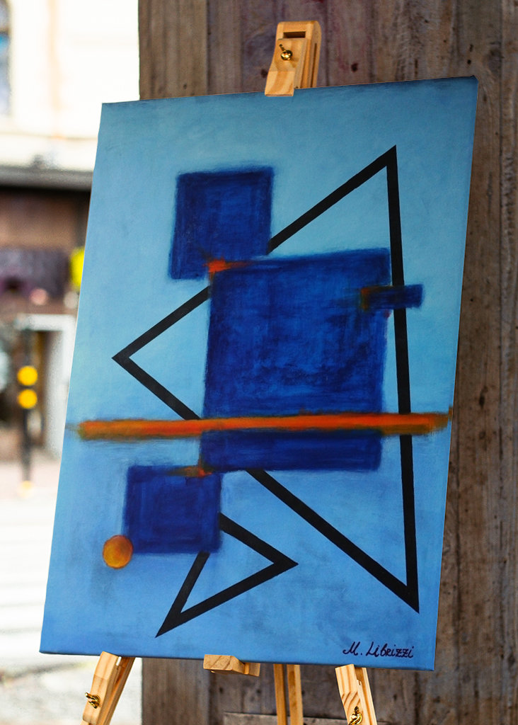 Abstrakt v modré a oranžové barvě