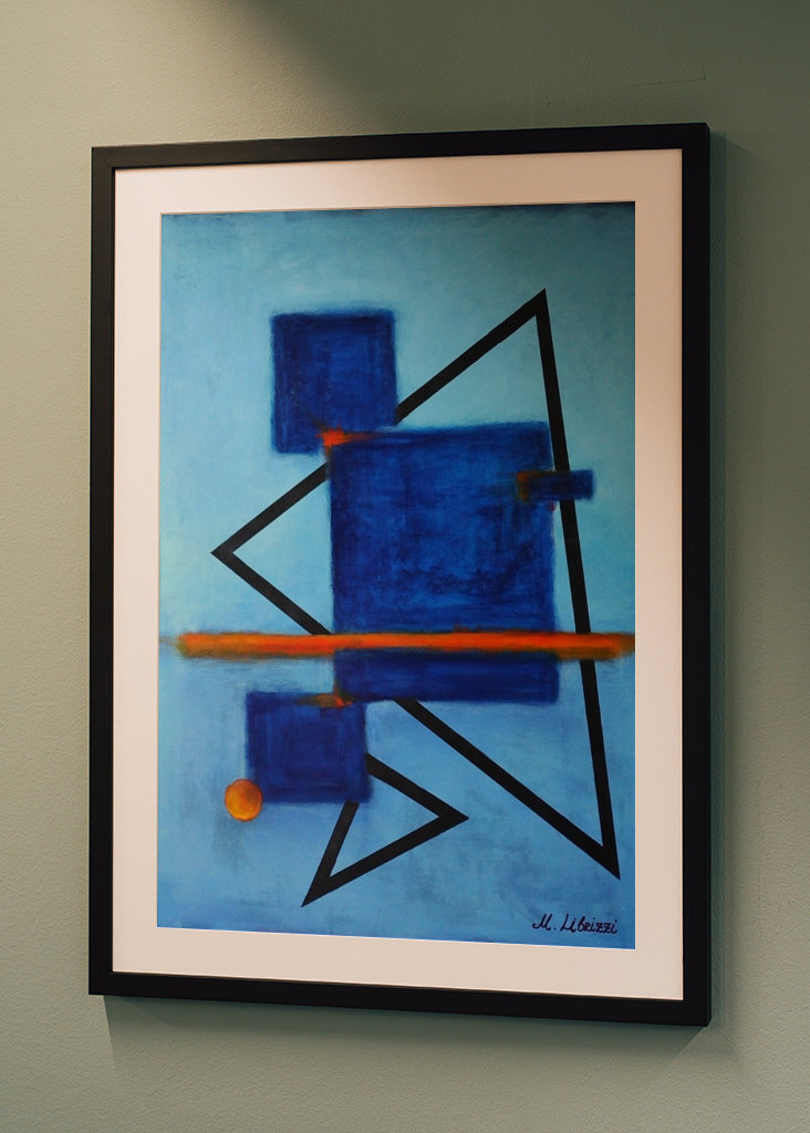 Abstrakt v modré a oranžové barvě