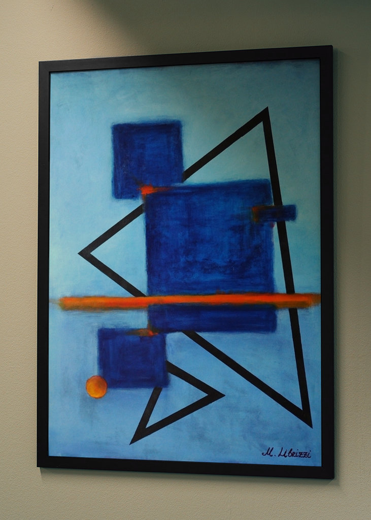 Abstrakt v modré a oranžové barvě