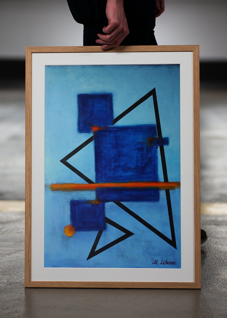 Abstrakt v modré a oranžové barvě