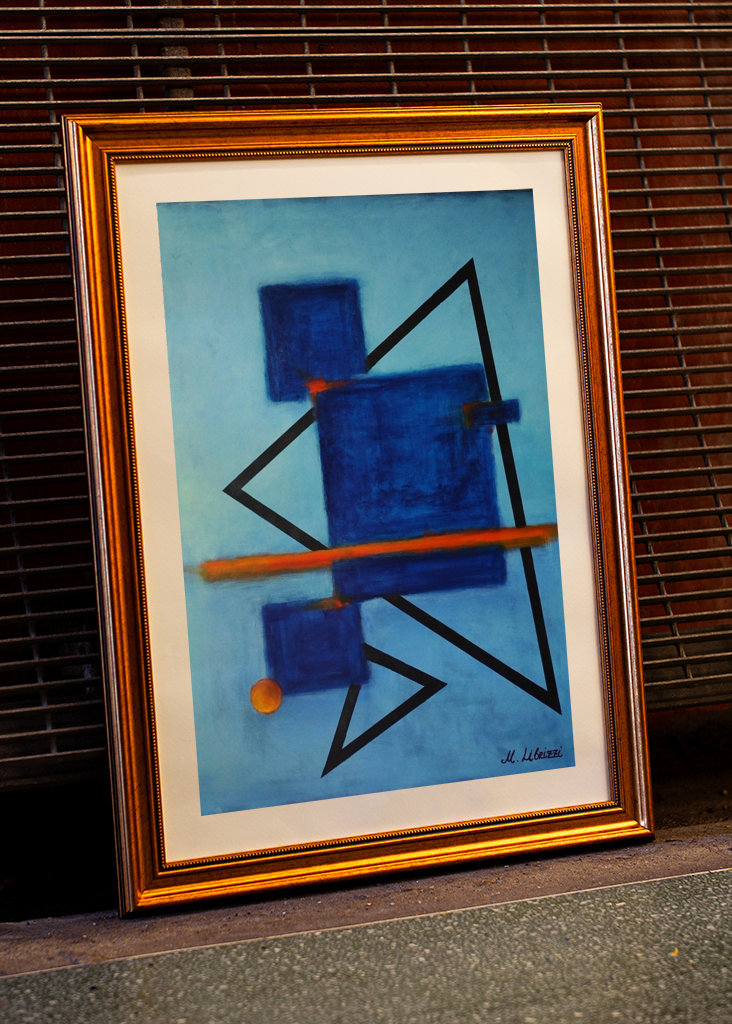 Abstrakt v modré a oranžové barvě