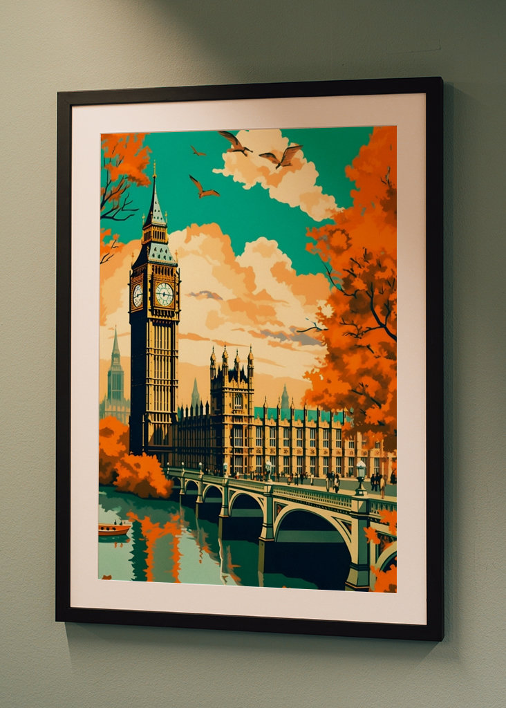 Vintage Londýn Cestovní Plakát