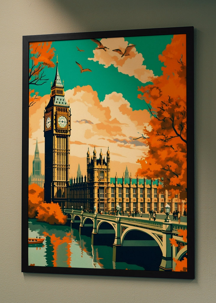 Vintage Londýn Cestovní Plakát