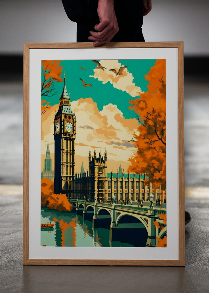 Vintage Londýn Cestovní Plakát