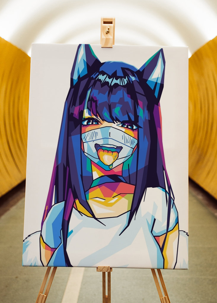 Cute Mask Girls Anime Popart