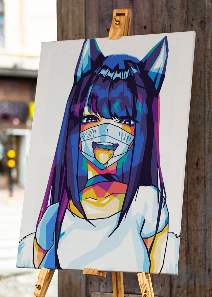 Cute Mask Girls Anime Popart
