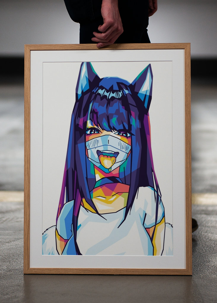 Cute Mask Girls Anime Popart