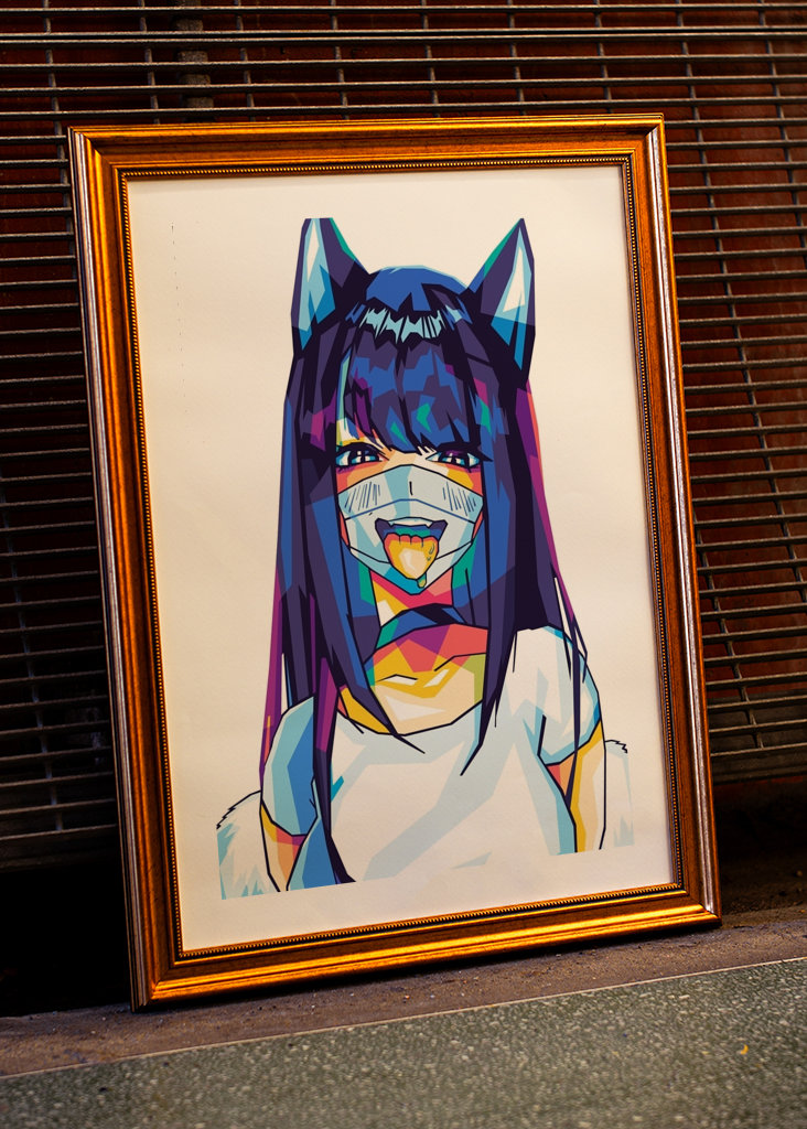 Cute Mask Girls Anime Popart