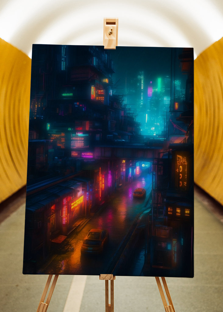 Paisaje urbano colorido en neón