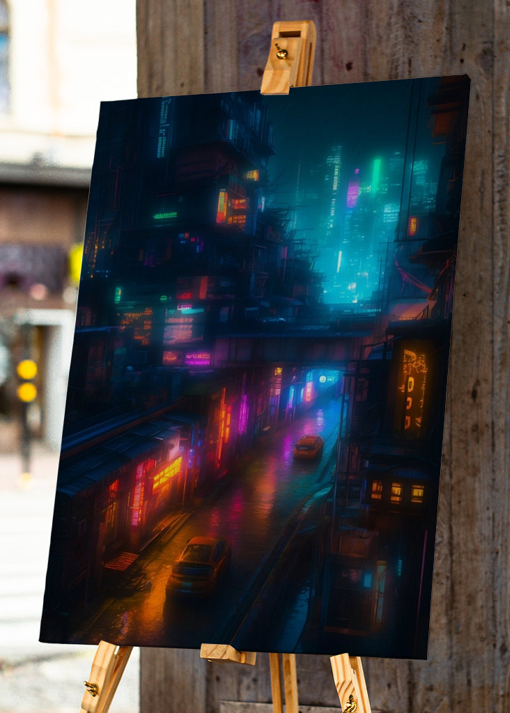 Paisaje urbano colorido en neón