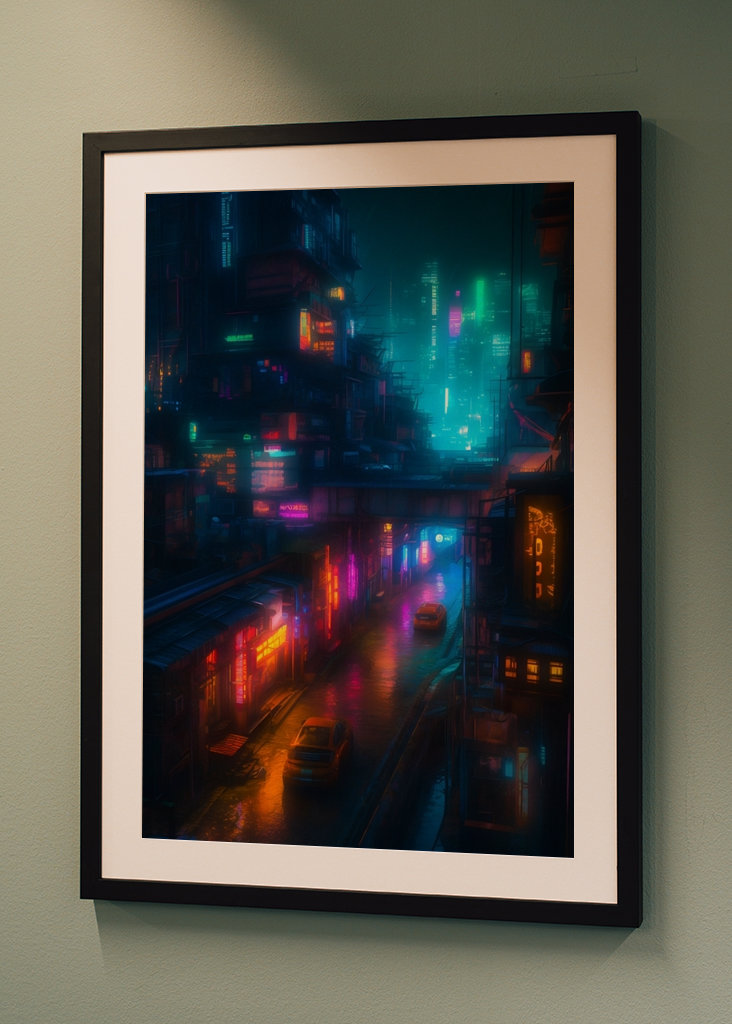 Paisaje urbano colorido en neón