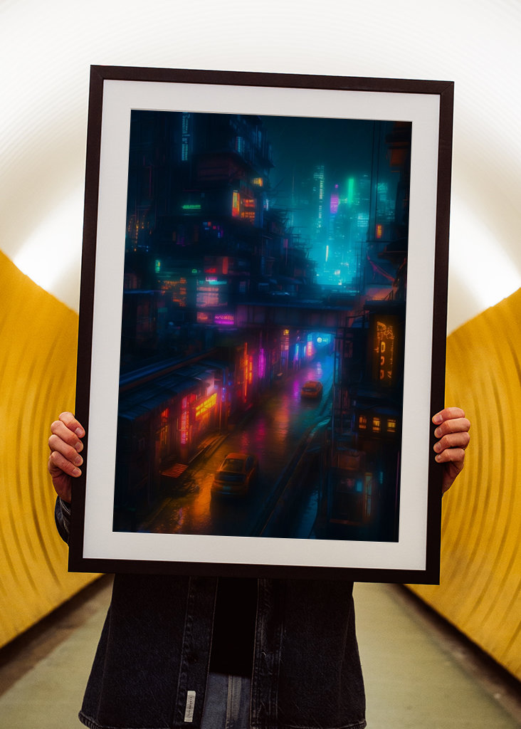 Paisaje urbano colorido en neón