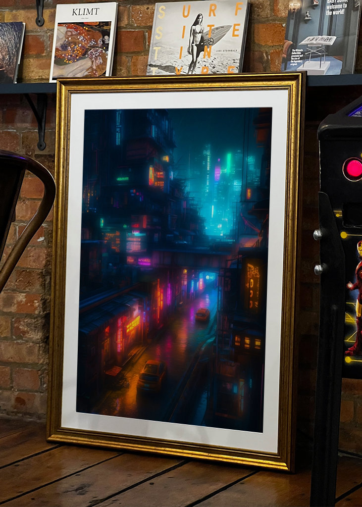 Paisaje urbano colorido en neón