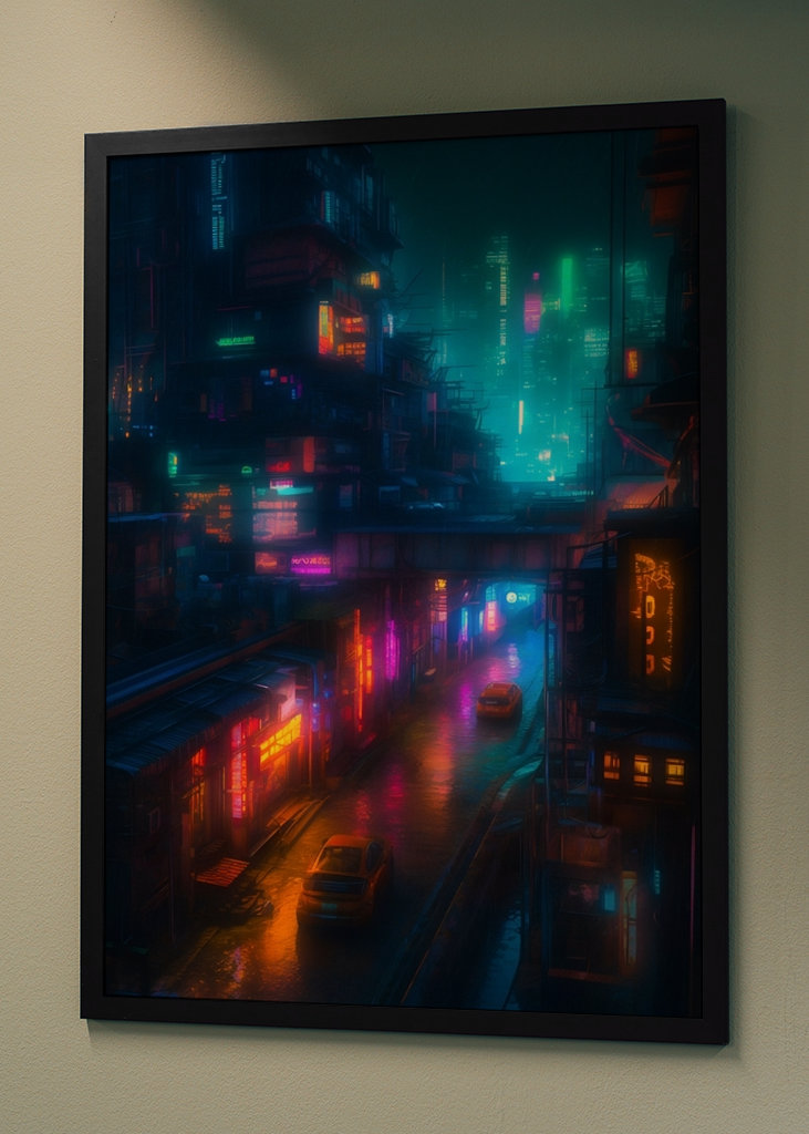 Paisaje urbano colorido en neón