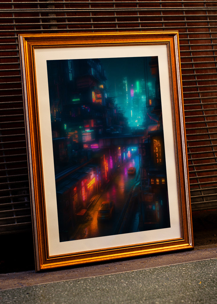 Paisaje urbano colorido en neón