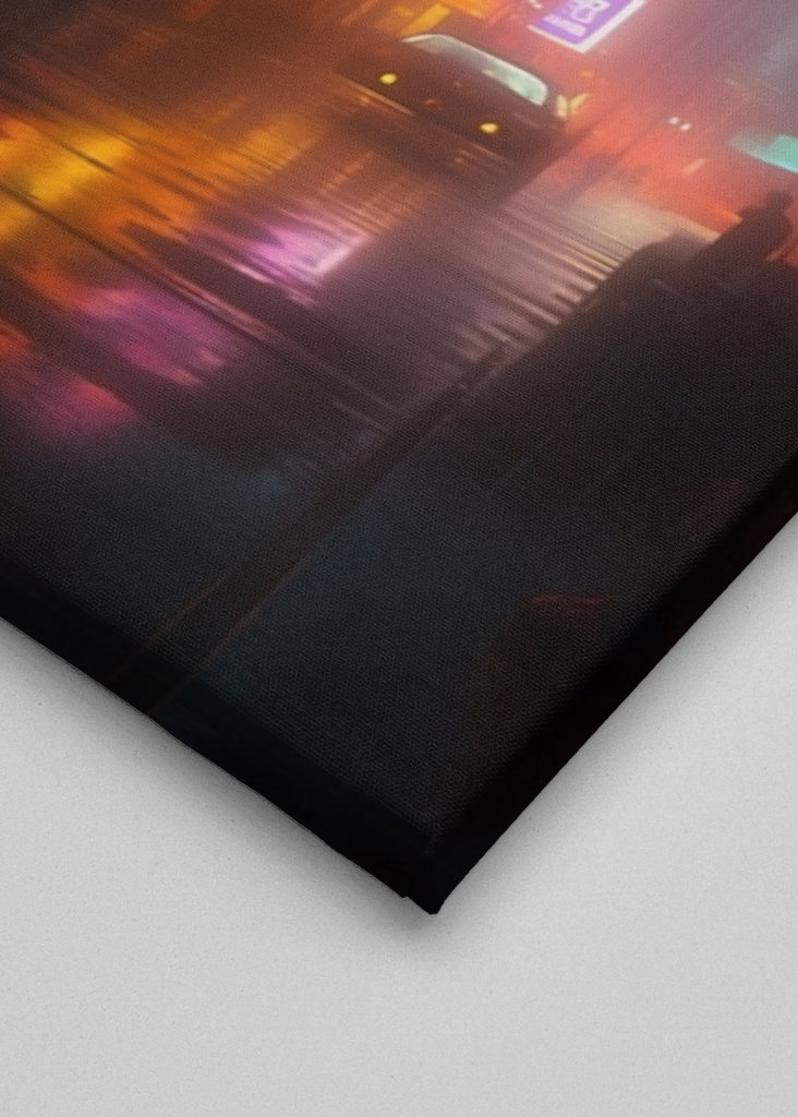 Una ciudad futurista iluminada con luces de neón 