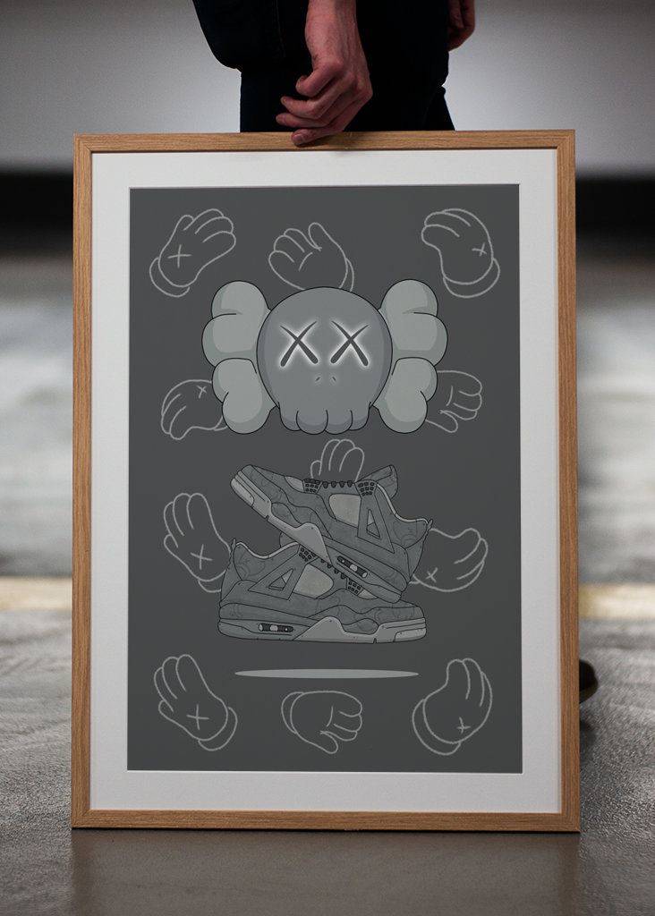 jordan retro 4 x kaws posters & prints by Hypesign - Printler