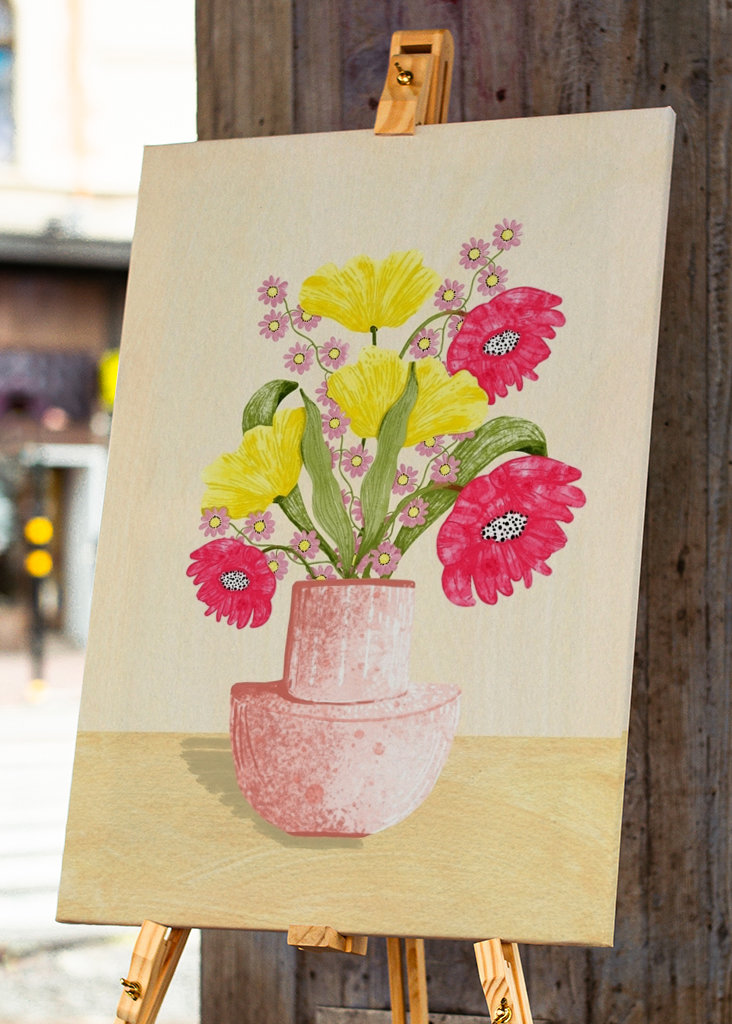 Floral Bouquet In Pink Vase 