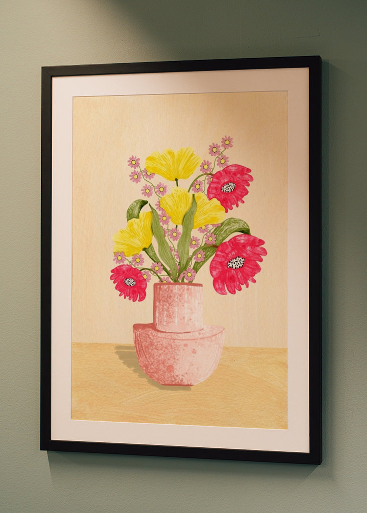Floral Bouquet In Pink Vase 