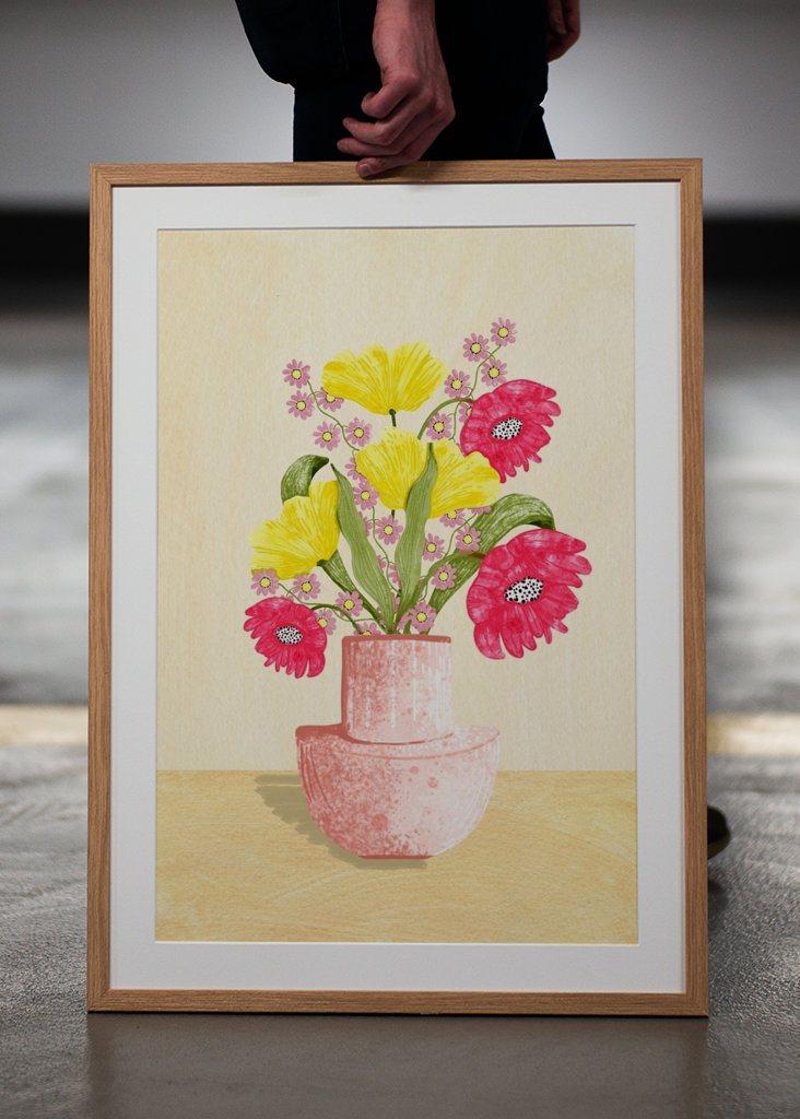 Floral Bouquet In Pink Vase 