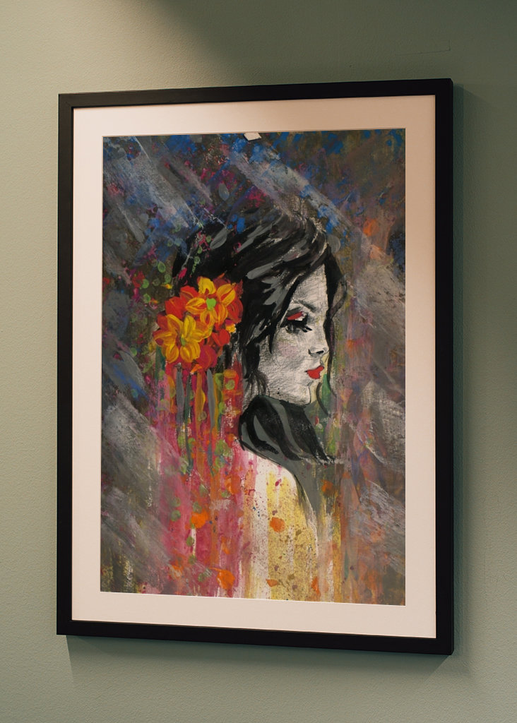 women face with flowers 